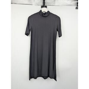 Eileen Fisher Viscose Jersey Mock-Neck Elbow Sleeve Dress PP 0-2 Closet Staple